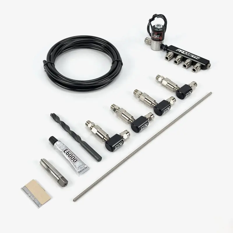 4 Cylinder Direct Port With Inline Distribution Block & Tall Elbow Nozzle Holders (1/4" Nylon Tubing) 1