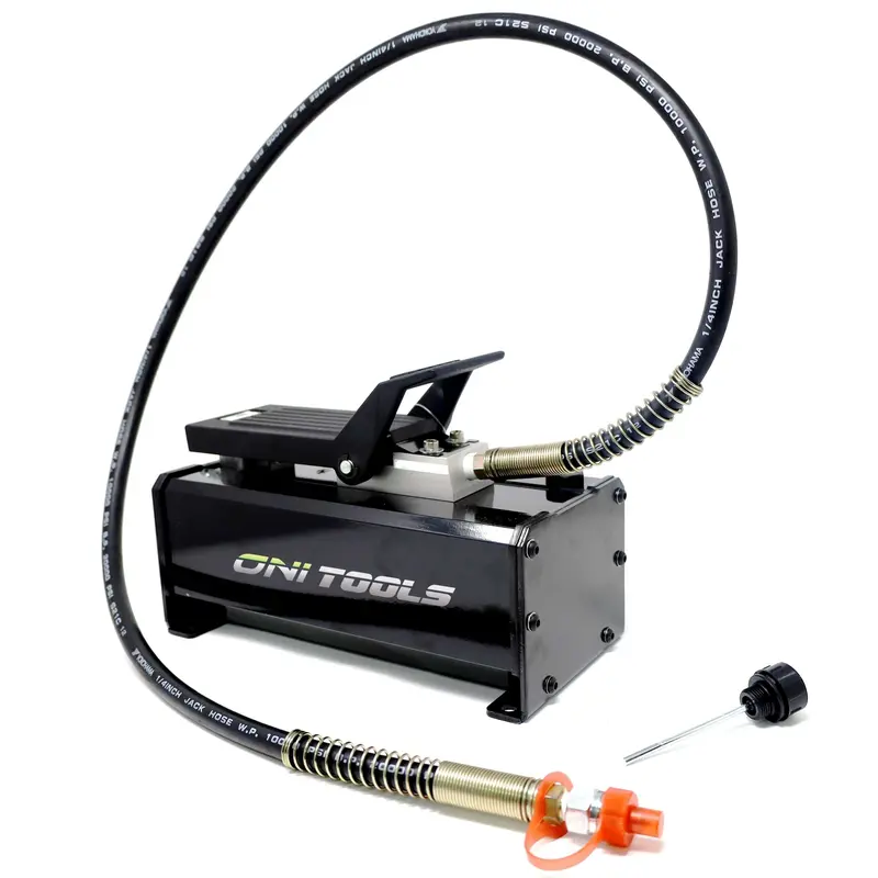 Air Hydraulic Pump 10,000 Psi 1800 Cc Oil Capacity Foot Operated With Hose & 3/8 Fitting Adapter 1