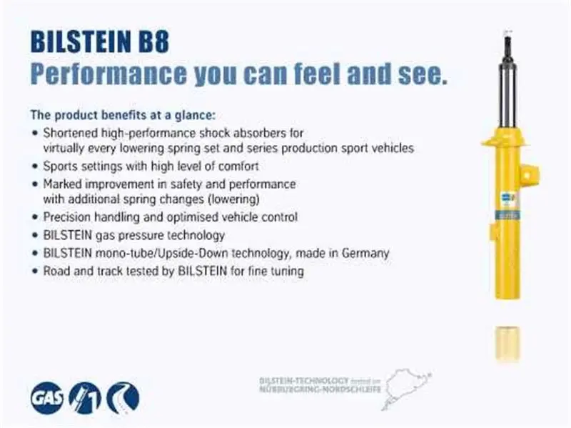 Bilstein B8 Series 15 Audi A3 Quattro / 15 Volkswagen Gti, Golf Front 36Mm Monotube Shock Absorber 1