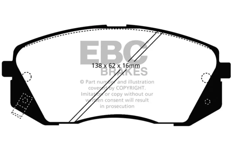 Ebc 15+ Hyundai Sonata 1.6 Turbo (Elec Park Brake) Redstuff Front Brake Pads 1