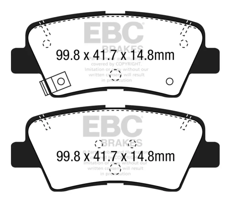 Ebc 15+ Hyundai Sonata 1.6 Turbo (Elec Park Brake) Ultimax2 Rear Brake Pads 1