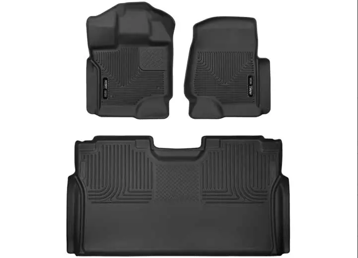 F150 Crew X-Act Contour Series Black Front & 2Nd Row Floor Liners 1