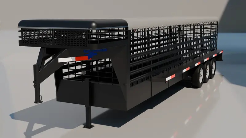 Gooseneck Tri-Axle Dog Nose Cattle Trailer 1