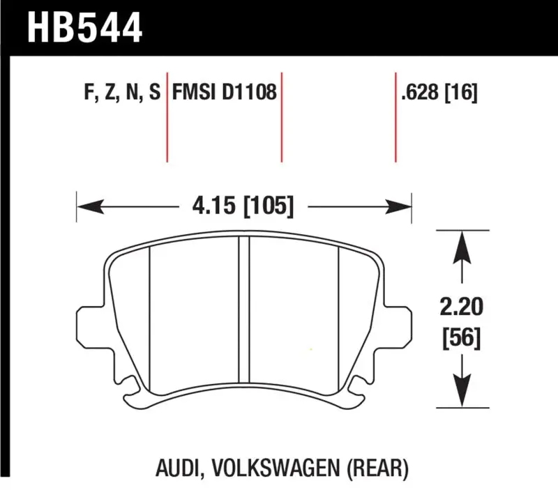 Hawk 06 Audi A6 Quattro Avant / 06-09 A6 Quattro  Hp+ Rear Brake Pads 1