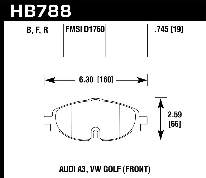 Hawk 15-17 Vw Golf / Audi A3/A3 Quattro Hps Street Front Brake Pads 2