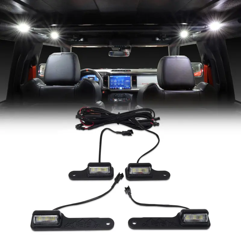Iag 4Pc Interior Led Dome Light Kit With Harness For 2021+ Ford Bronco 1