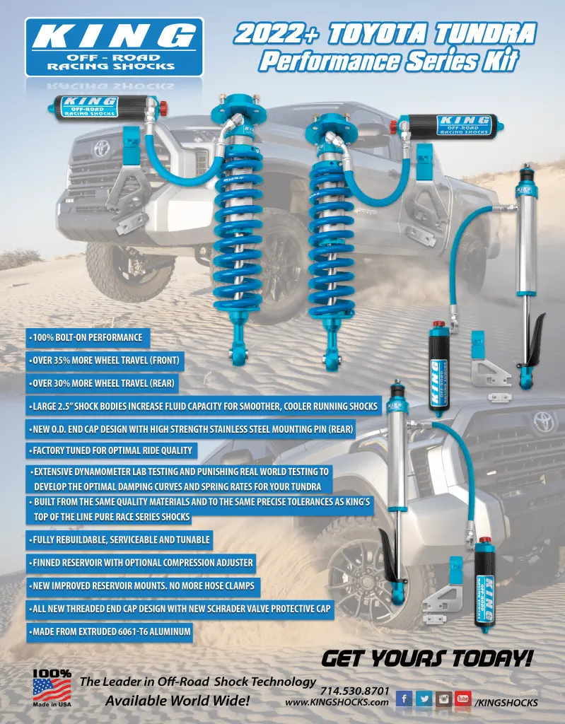 King Shocks 2022+ Toyota Tundra 2.5 Dia W/ Remote Reservoir Coilover & Adjuster (Full Set Front And Rear) 1