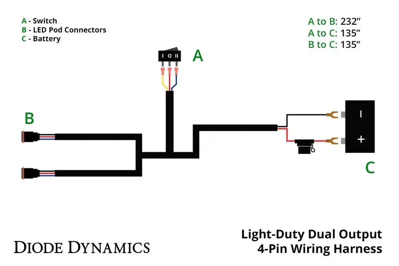 Light Duty Dual Output 4-Pin Wiring Harness 1