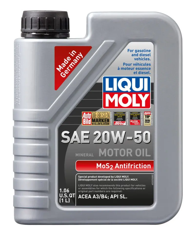 Liqui Moly 1L Mos2 Anti-Friction Motor Oil 20W50 - Case Of 6 1