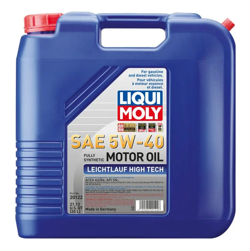 Liqui Moly 20L Leichtlauf (Low Friction) High Tech Motor Oil 5W-40 1