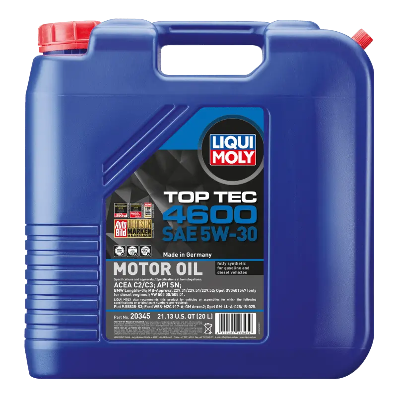 Liqui Moly 20L Top Tec 4600 Motor Oil 5W-30 1