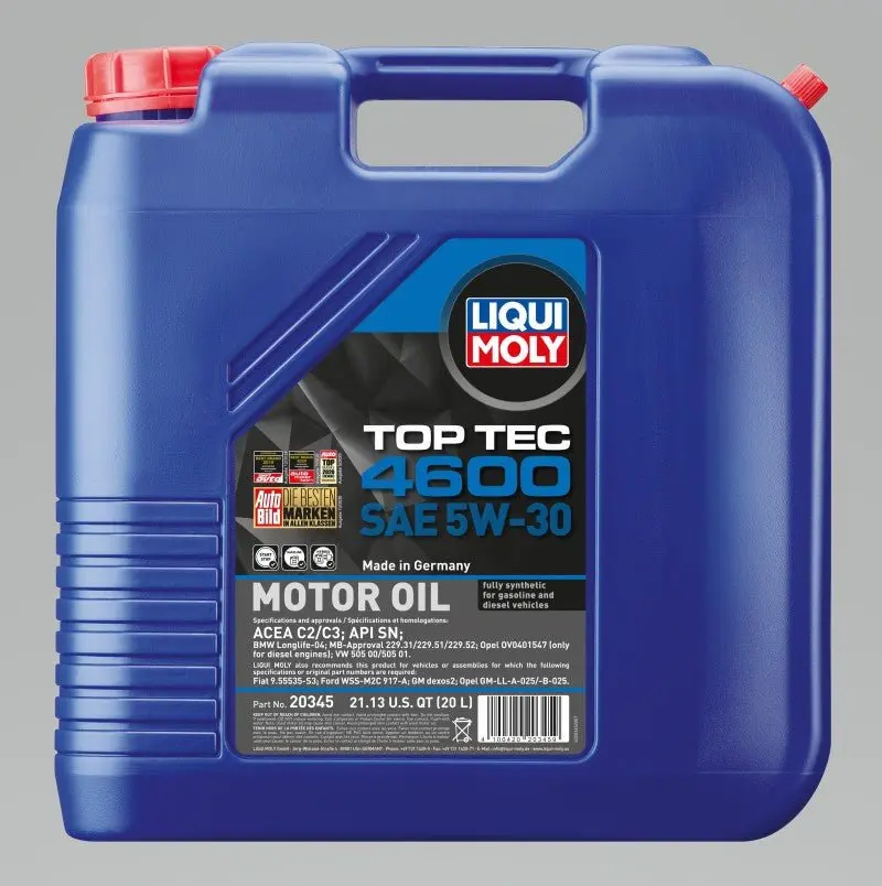 Liqui Moly 20L Top Tec 4600 Motor Oil 5W-30 2