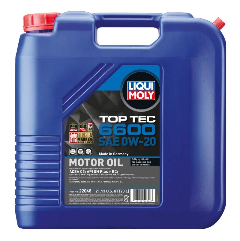 Liqui Moly 20L Top Tec 6600 Motor Oil 0W-20 1