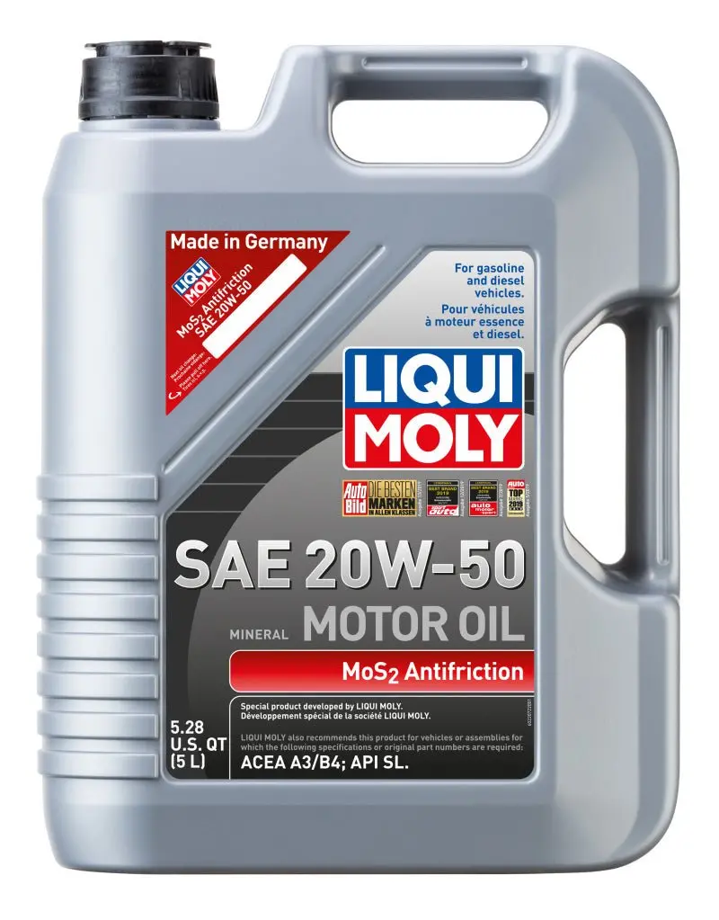 Liqui Moly 5L Mos2 Anti-Friction Motor Oil 20W50 - Case Of 4 1