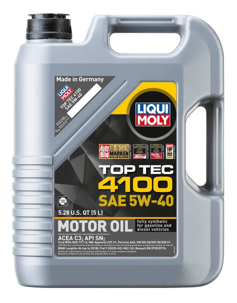 Liqui Moly 5L Top Tec 4100 Motor Oil 5W40 - Case Of 4 1