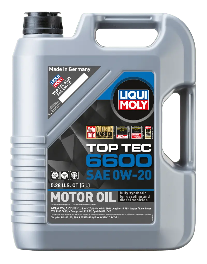 Liqui Moly 5L Top Tec 6600 Motor Oil 0W20 - Case Of 4 1