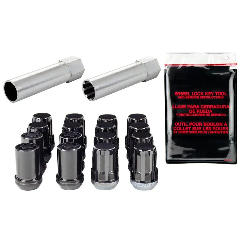 Mcgard Splinedrive Tuner 4 Lug Install Kit W/Locks & Tool (Cone) M12x1.5 / 13/16 Hex - Black 1