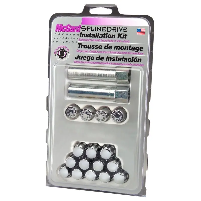 Mcgard Splinedrive Tuner 4 Lug Install Kit W/Locks & Tool (Cone) M12x1.5 / 13/16 Hex - Chrome (Cs) 1