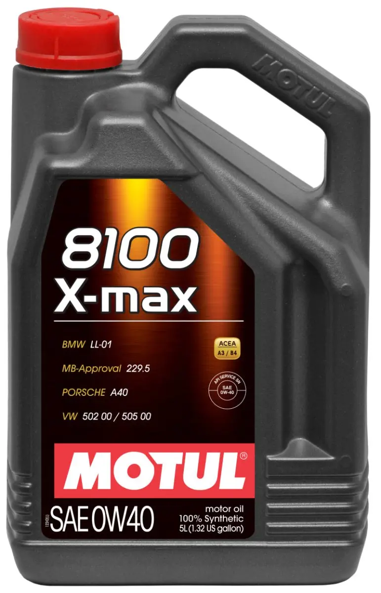 Motul 5L Synthetic Engine Oil 8100 0W40 X-Max - Porsche A40 - Case Of 4 1