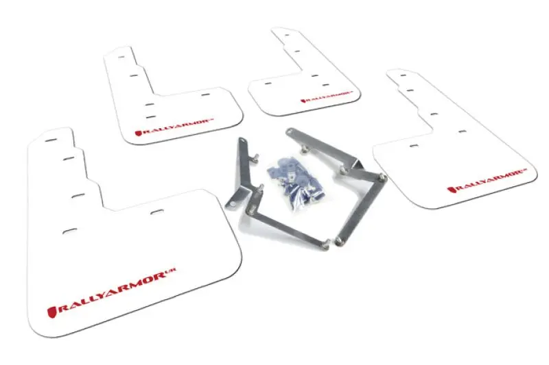 Rally Armor 17-18 Honda Civic Type R (Type R Only) Ur White Mud Flap W/ Red Logo 1