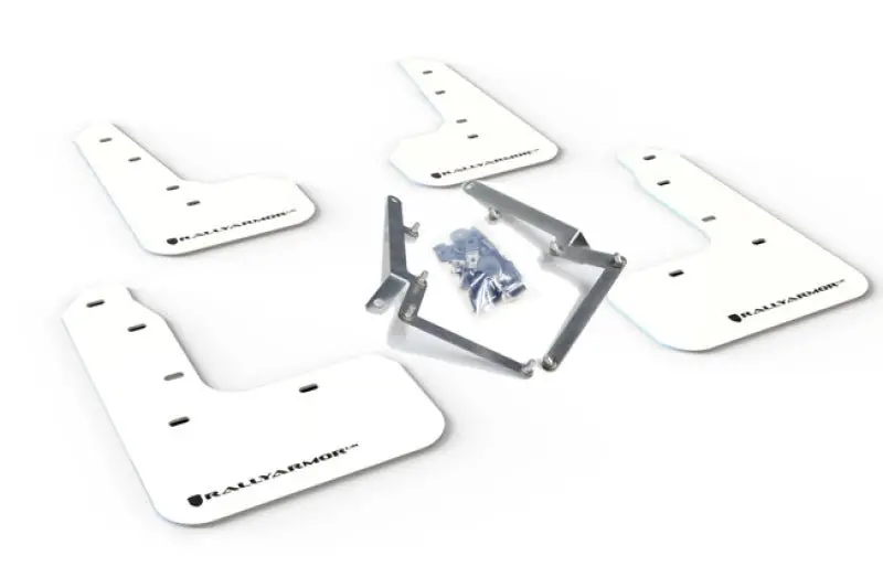 Rally Armor 17-19 Civic Sport Touring & Hatch Only Ur White Mud Flap W/ Black Logo 1