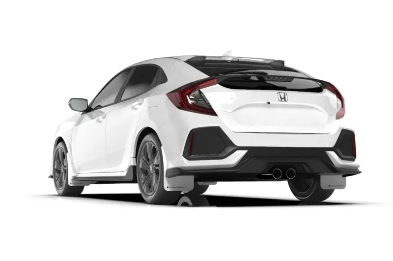 Rally Armor 17-19 Civic Sport Touring & Hatch Only Ur White Mud Flap W/ Black Logo 2
