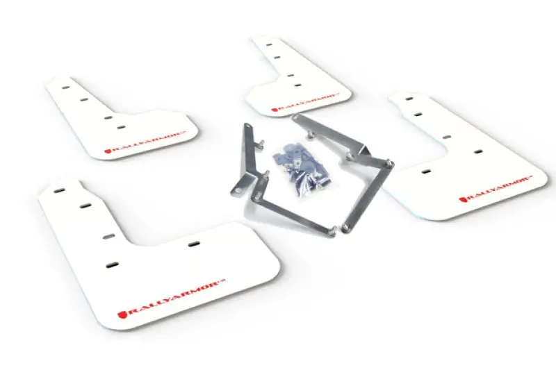 Rally Armor 17-19 Civic Sport Touring & Hatch Only Ur White Mud Flap W/ Red Logo 1