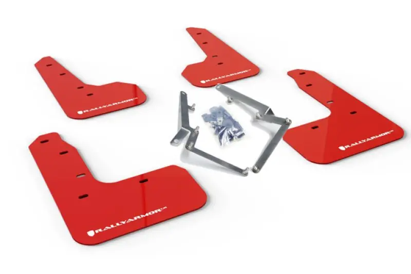 Rally Armor 17-19 Honda Civic Sport Touring Red Ur Mud Flap W/ White Logo 1