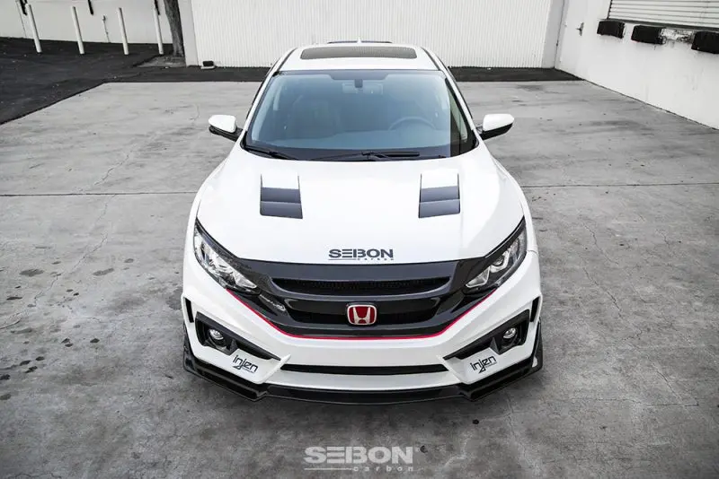 Seibon 2016-2020 Honda Civic Coupe/Sedan/Hatchback Ts-Style Carbon Fiber Hood 1