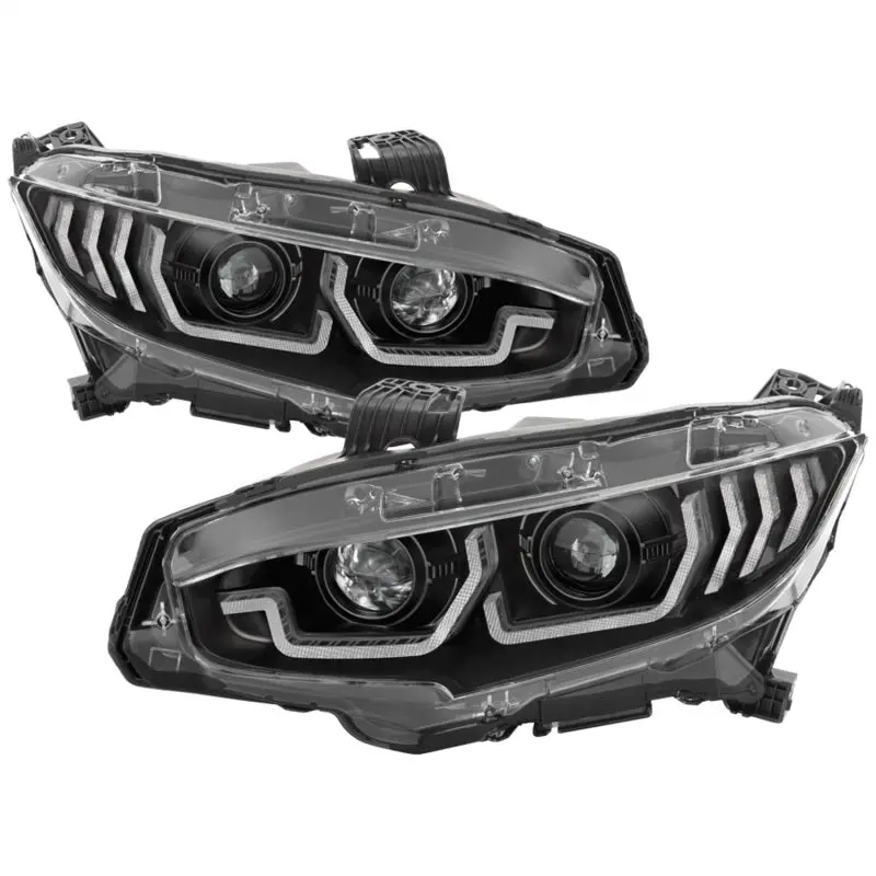 Spyder Honda Civic 16-18 2Dr/4Dr/Hatchback Headlight Black Pro-Yd-Hc16pl-Seq-Bk 1