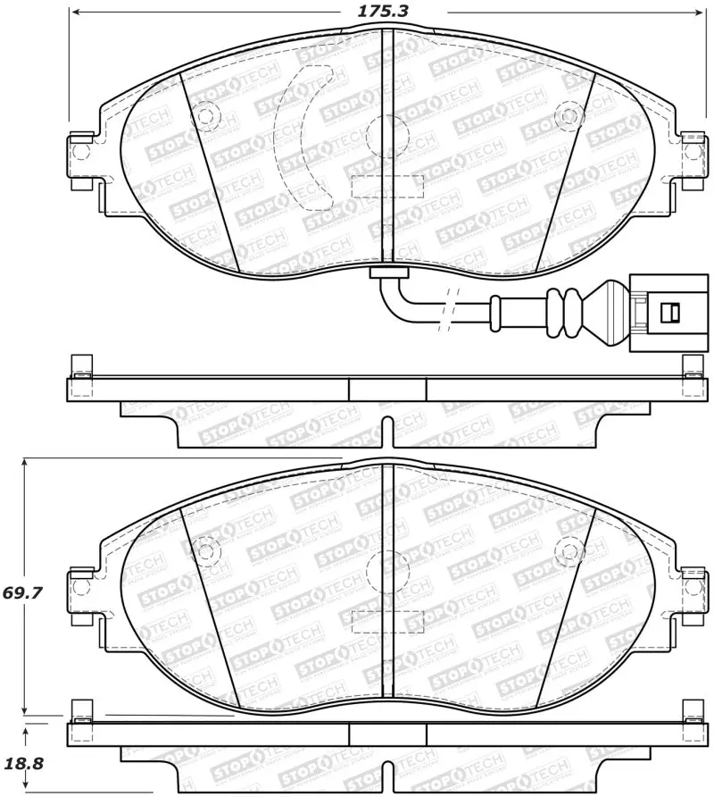 Stoptech 14-18 Audi S3 Street Performance Front Brake Pads 1