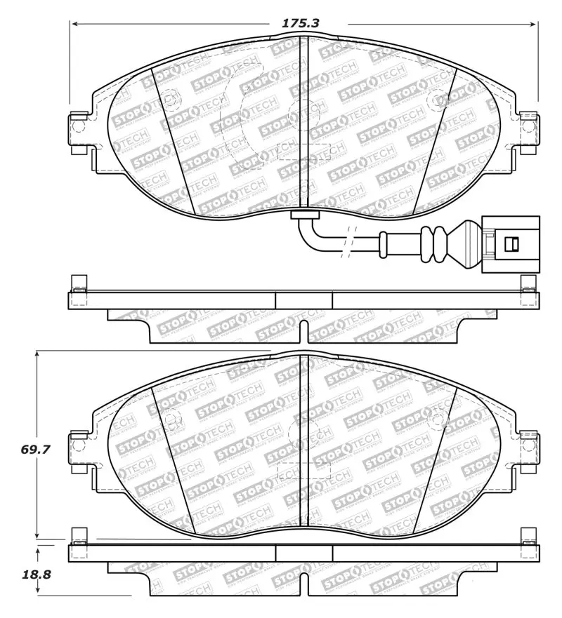 Stoptech 14-18 Audi S3 Street Select Front Brake Pads 1