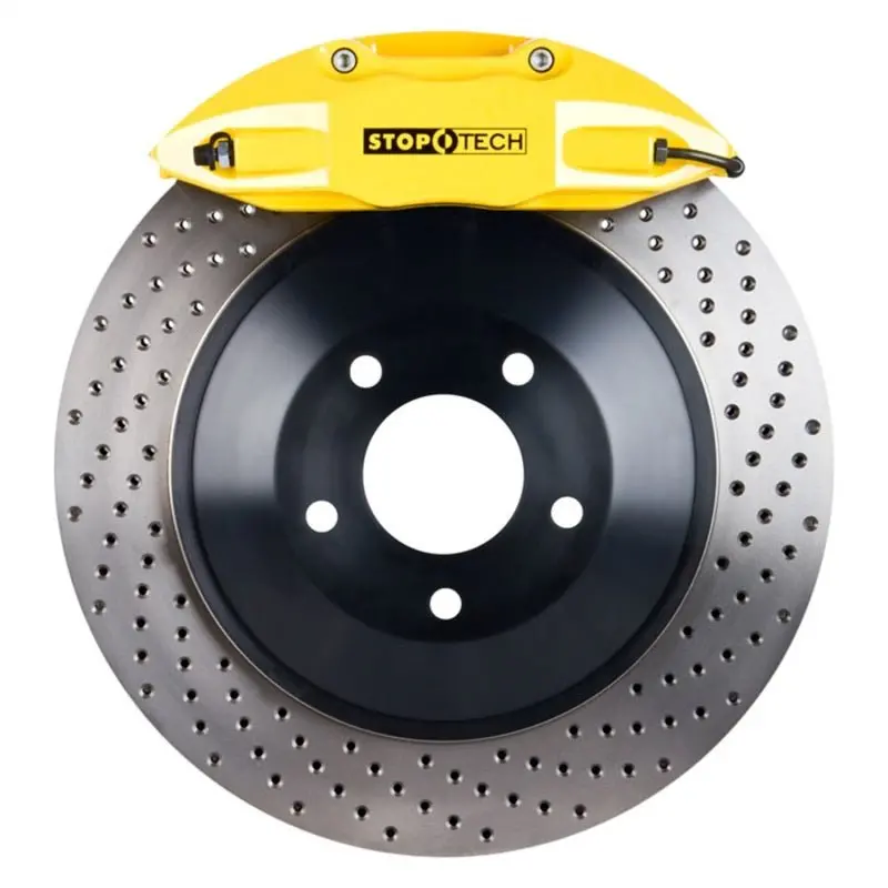 Stoptech 2015 Vw Gti Front Bbk W/ Yellow St-41 Caliper Drilled 328X25 1Pc Rotor 1