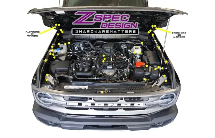 Zspec Design "Stage 3" Dress-Up Fastener Kit For 21+ Ford Bronco 2.7L, Titanium & Billet 1