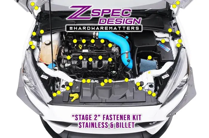 Zspec "Stage 2" Dress Up Bolts® Fastener Kit For Ford Focus Rs & St, Stainless & Billet 1
