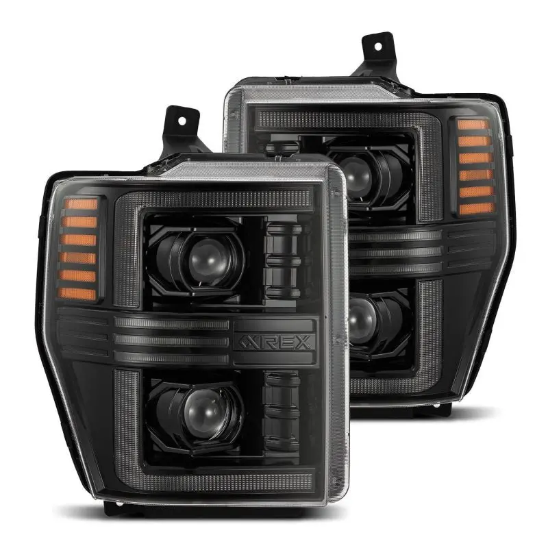 Alpharex Pro-Series Projector Headlights For 2008–2010 Ford F-250/F-350/F-450/F-550 – Alpha-Black Finish With Adaptive Lighting & Sequential Turn Signals 1