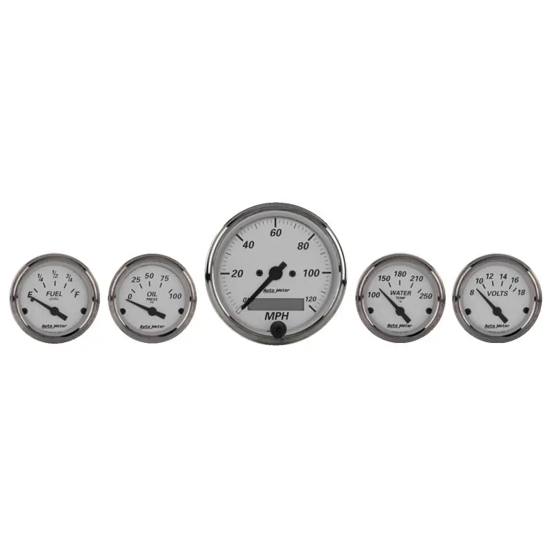 Autometer American Platinum 5-Gauge Electric Kit: Speedometer, Oil Pressure, Water Temperature, Voltmeter & Fuel Level 1