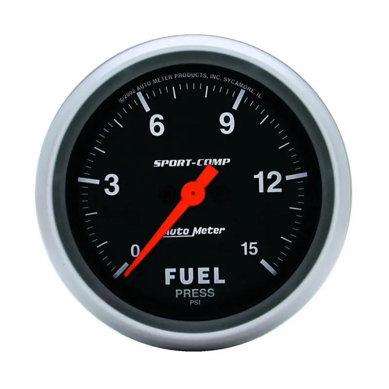 Autometer Sport-Comp Digital Fuel Pressure Gauge – 2-5/8 Inch, 15 Psi Range, Stepper Motor 1