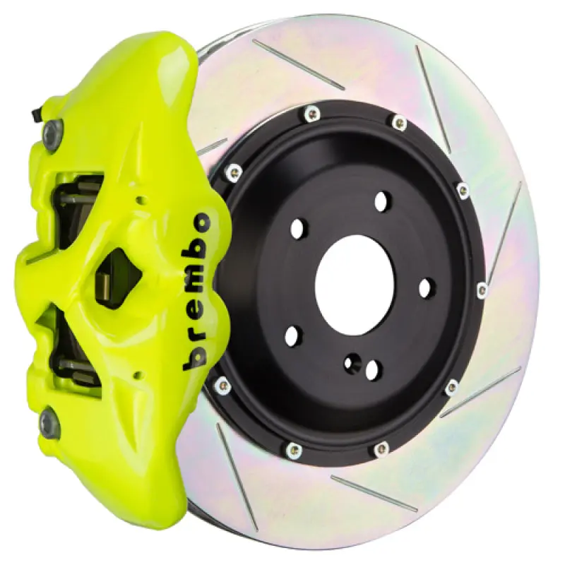 Brembo Gt Front Big Brake Kit For 2019+ Mazda3: 4-Piston Calipers, 345X28Mm Slotted 2-Piece Rotors – Fluorescent Yellow 1