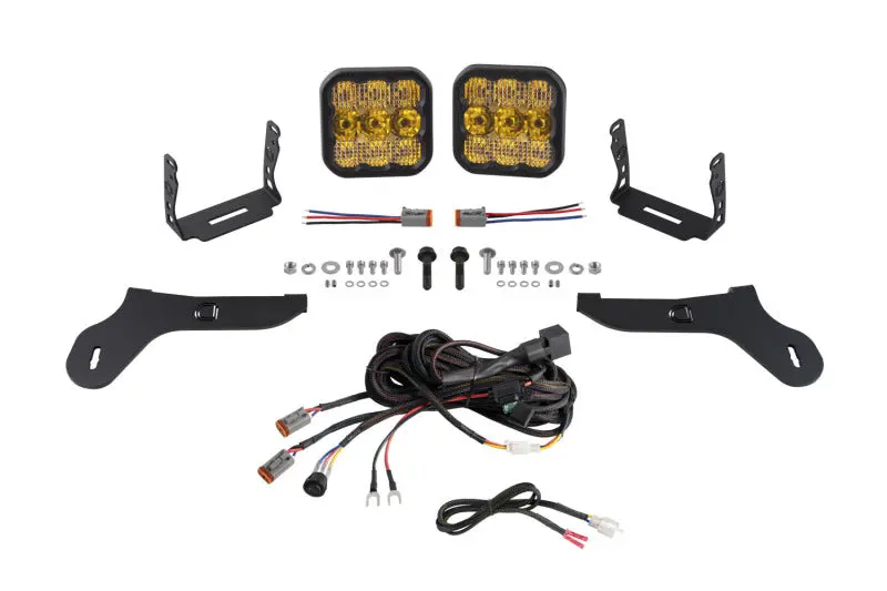 Diode Dynamics Ss5 Led Bumper Pod Light Kit For 2017–2020 Ford Raptor – Yellow Pro Combo 1