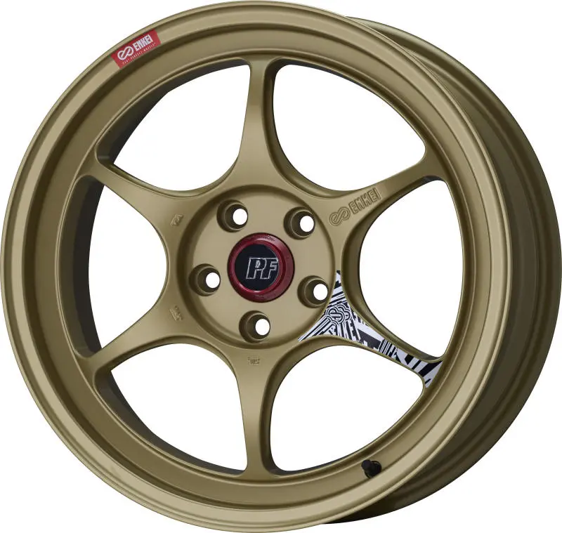 Enkei Pf06 Gold Alloy Wheel – 18X8", 5X100 Bolt Pattern, 45Mm Offset, 75Mm Center Bore 1