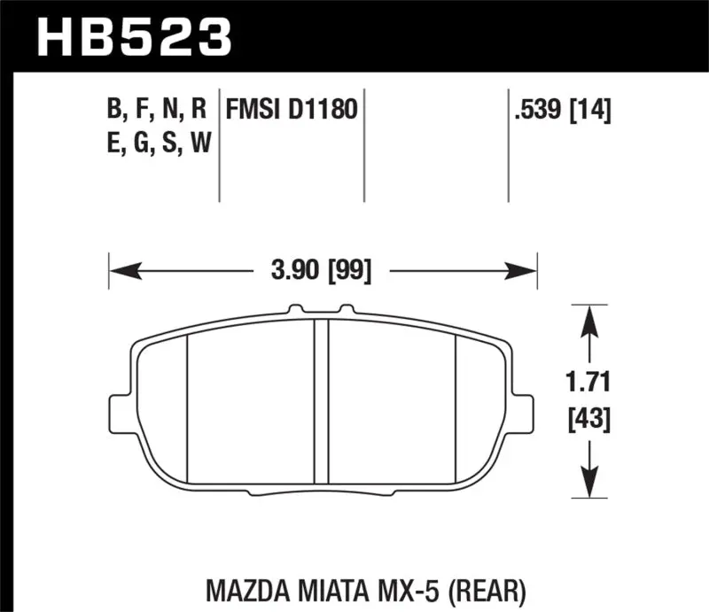 Hawk Hps Street Rear Brake Pads For 2006–2010 Mazda Mx-5 Miata 1