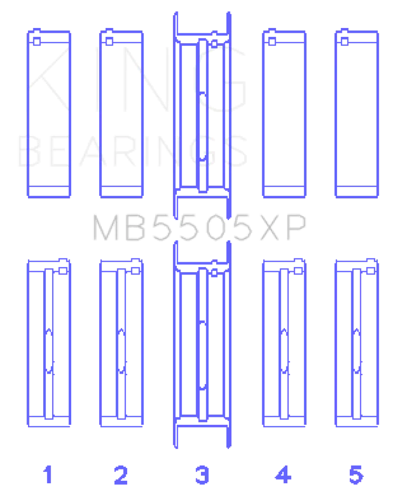 King Ford V8 351Ci 5.8L / 400Ci 6.6L 16V (Size Stdx Oversized) Main Bearing Set 1