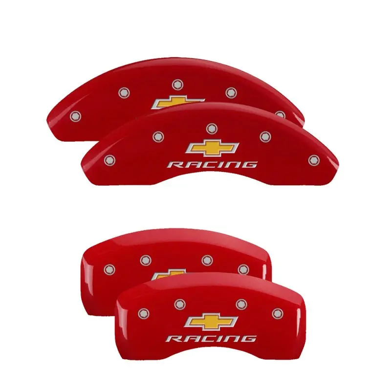 Mgp Engraved 4-Piston Caliper Covers For Chevrolet Camaro Gen 5 – Front & Rear, Red Finish With Silver Accent 1