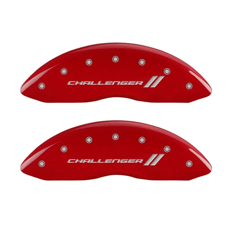 Mgp Engraved 4-Piston Caliper Covers For Dodge Challenger – Front & Rear, Red Stripe Finish 1