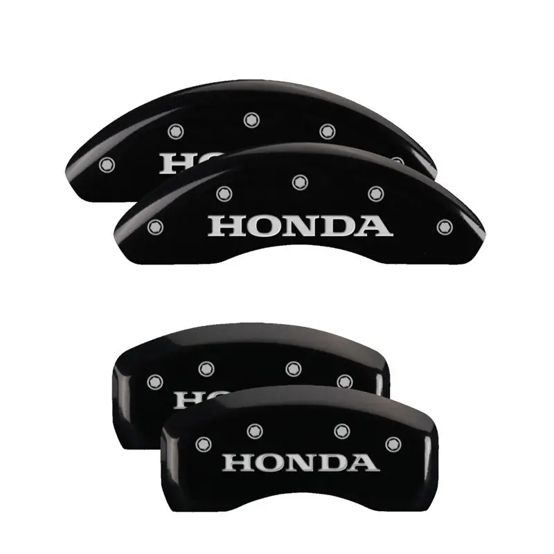 Mgp Engraved 4-Piston Caliper Covers For Honda Civic (2010+): Front & Rear – Black Base With Silver Accent 1
