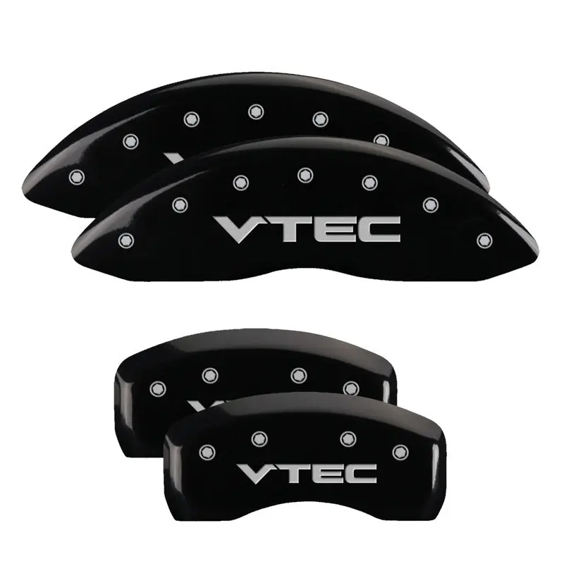 Mgp Engraved 4-Piston Caliper Covers – Front & Rear, Vtech Black Finish With Silver Accent 1