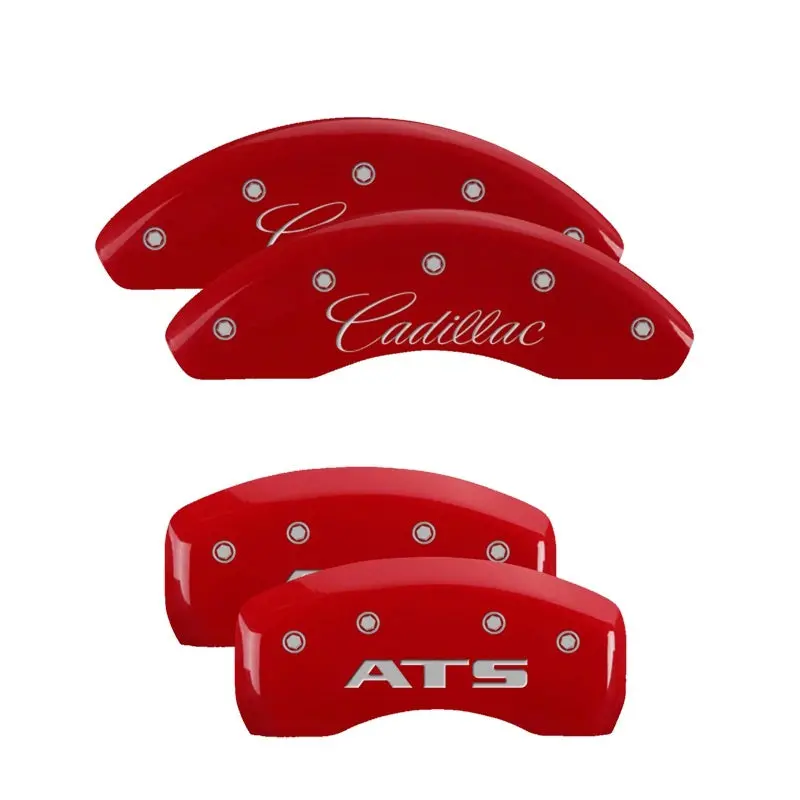 Mgp Engraved Caliper Covers For Cadillac Ats – Front And Rear With Red Finish And Silver Accent 1
