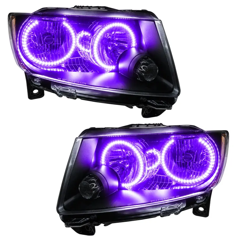 Oracle Halo Headlight Assembly For 2011–2013 Jeep Grand Cherokee – Chrome Finish, Uv/Purple Accent, Non-Hid 1