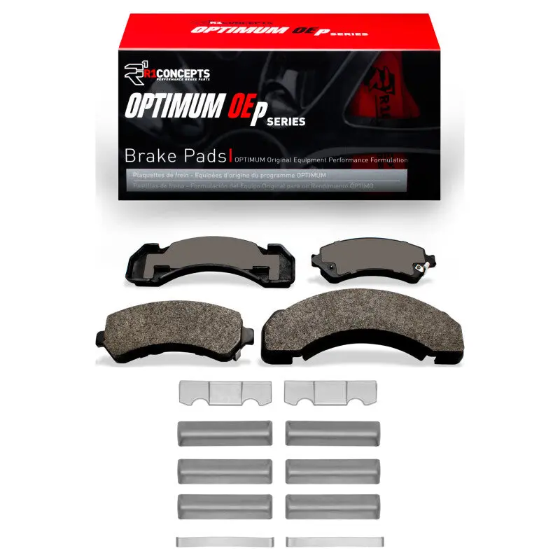 R1 Optimum Oe Front And Rear Brake Pad & Hardware Kit For 1995–2000 Chevrolet C3500 1